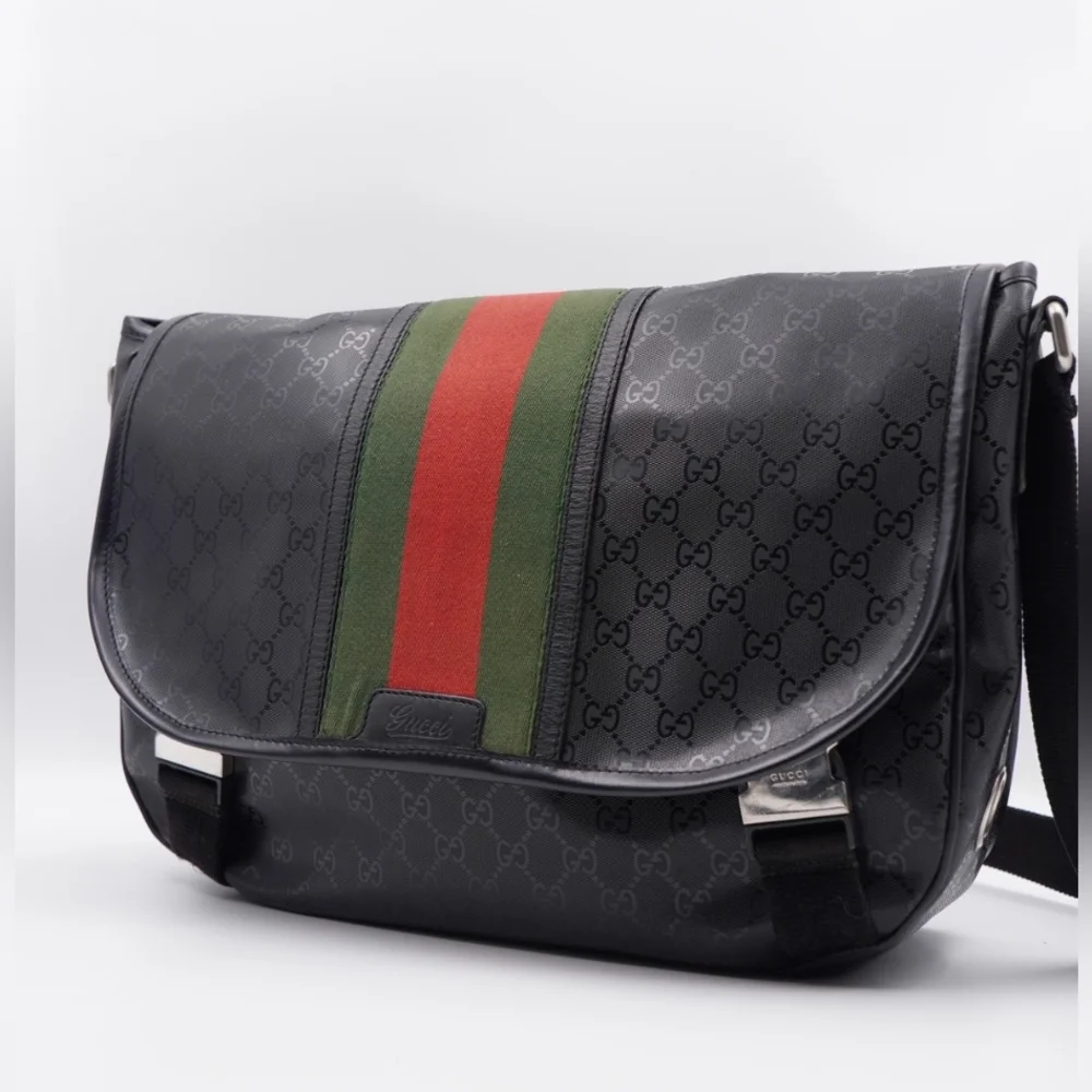 ❌️❌️SOLd❌️❌️CB09 ❤️ Gucci GG 500 Web Double Buckle Messenger Bag
